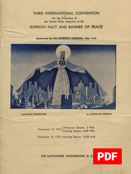 Приглашение и программа 3-й Международной конференции за Пакт Рериха и Знамя Мира в Вашингтоне. 17-18 ноября 1933 г.