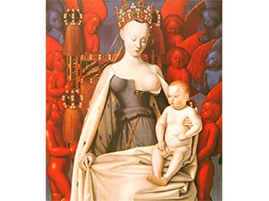 Жан Фуке. Богоматерь с младенцем. Правая створка Меленского диптиха. Ок. 1450 г. Королевский музей изящных искусств, Антверпен, Бельгия.
